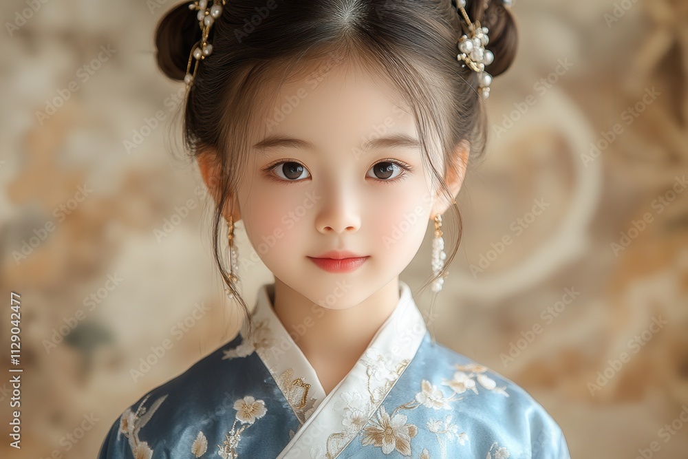 Cultural portrait of a young girl in traditional attire with intricate accessories in a beautifully detailed setting Cultural portrait of a young girl in traditional attire with intricate accessories in a beautifully detailed setting