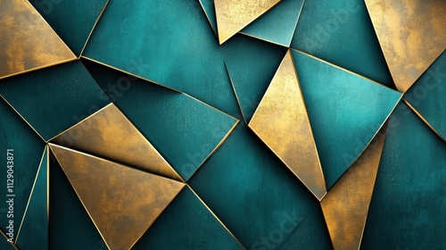 Abstract Teal and Gold Geometric Pattern: A Luxurious Textured Design