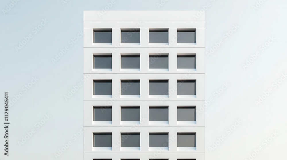 Minimalist highrise office tower, detailed blueprint, clean geometric rendering, professional architectural design, grayscale art Minimalist highrise office tower, detailed blueprint, clean geometric rendering, professional architectural design, grayscale art