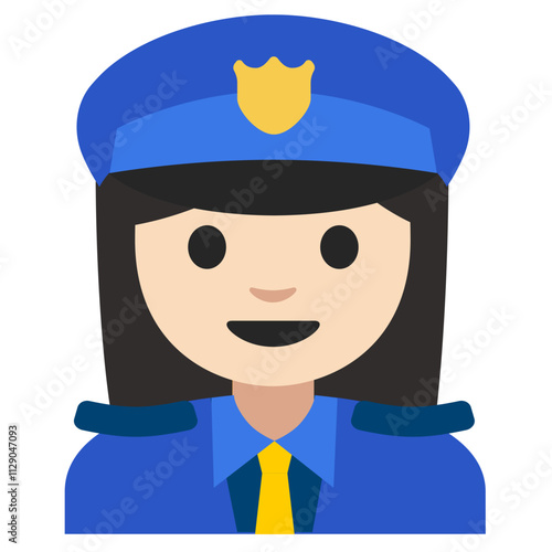 Light Skin Tone Woman Police Officer - Female Cop, Law Enforcement, and Security Icon