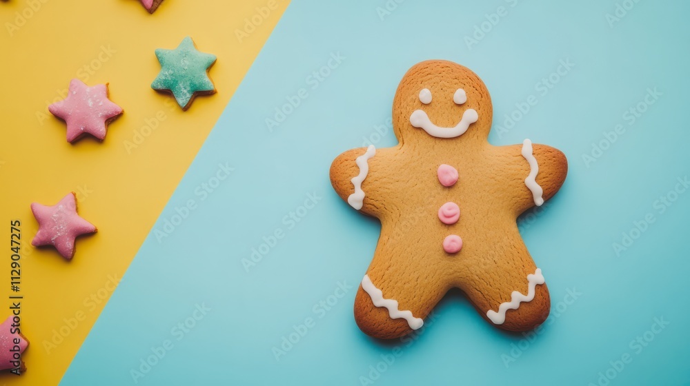 gingerbread on colorful background. copy space gingerbread on colorful background. copy space