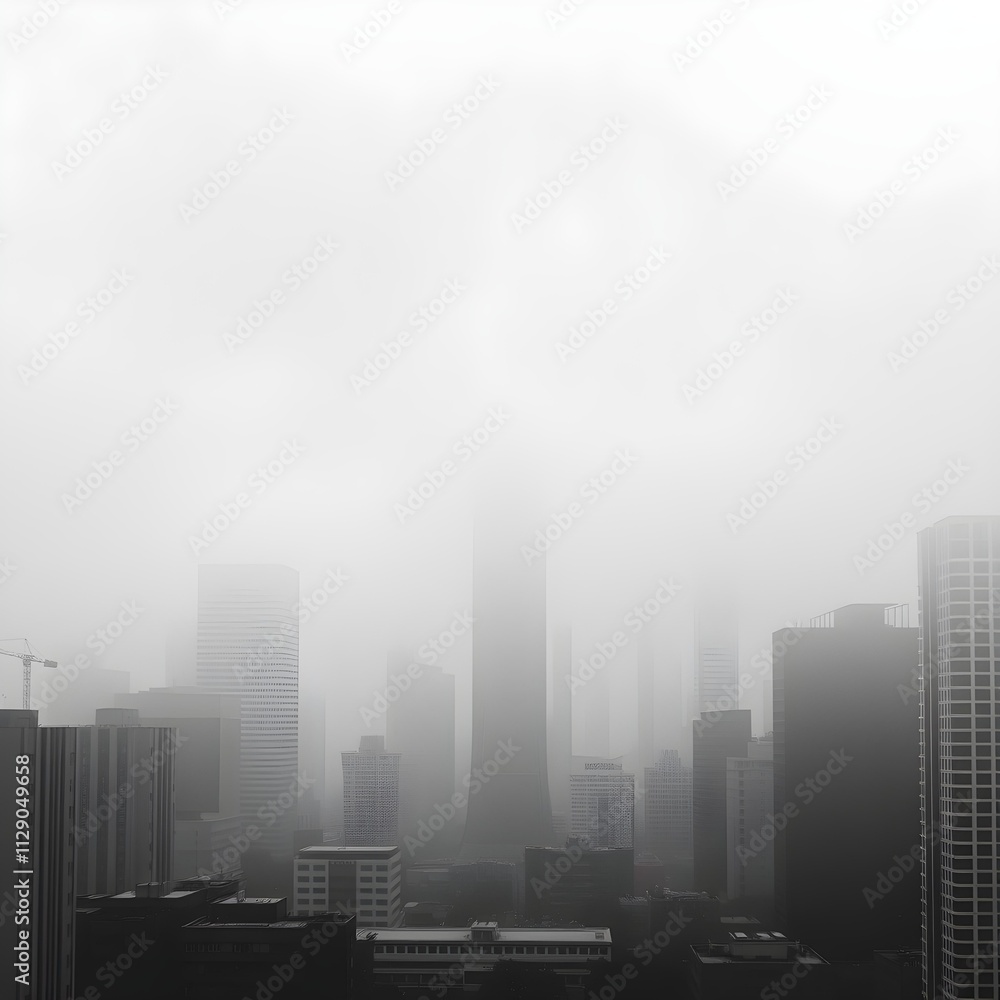 Fototapeta premium Monochrome Urban Skyline Shrouded in Fog