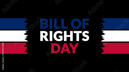 Bill of Rights Day text with side lines on a black background. Which is observed every year in December to celebrate Bill of Rights Day.