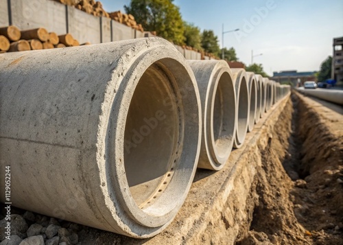 Wallpaper Mural Macro Photography of a Cement Pipe for the Building Trade Highlighting Texture, Surface Details, and Construction Use in Industrial Settings Torontodigital.ca