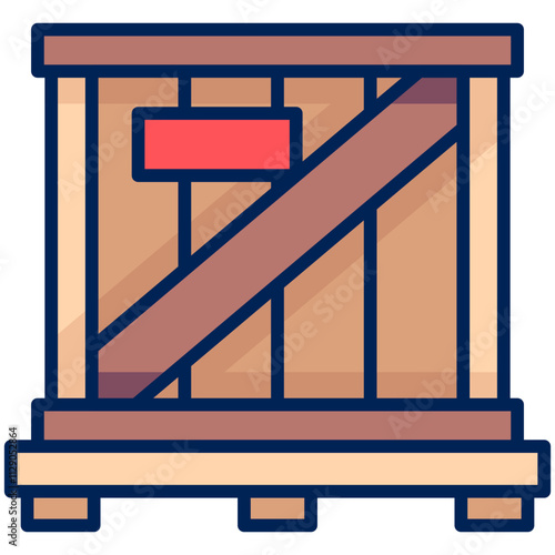 wooden box Filled Line Icon