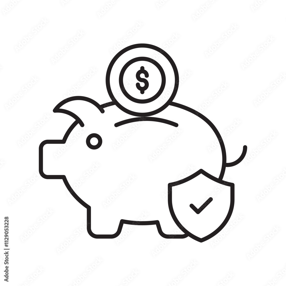 Savings line icon with white background vector stock illustration Savings line icon with white background vector stock illustration