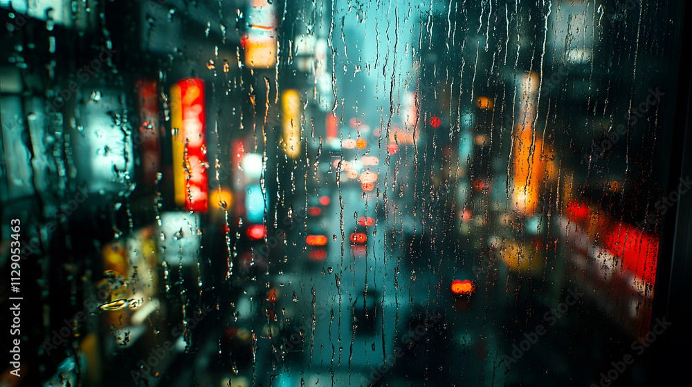 Highly detailed photography of rain cascading down a glass window, with soft-focus city lights in the background creating a dreamy bokeh effect. Highly detailed photography of rain cascading down a glass window, with soft-focus city lights in the background creating a dreamy bokeh effect.