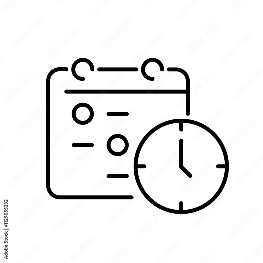 Outline icon related to deadline. Linear icon. Vector illustration. Outline icon related to deadline. Linear icon. Vector illustration.