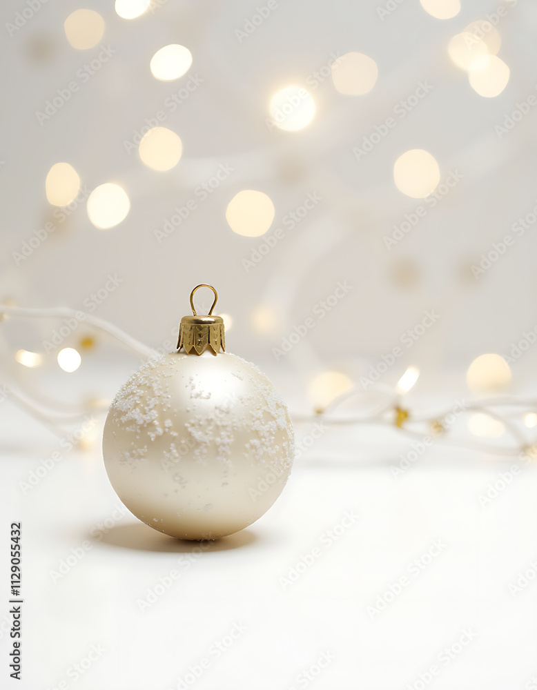 A Christmas ornament sits on a plain white surface as part of various holiday celebration and new year decoration concepts._00002_ A Christmas ornament sits on a plain white surface as part of various holiday celebration and new year decoration concepts._00002_