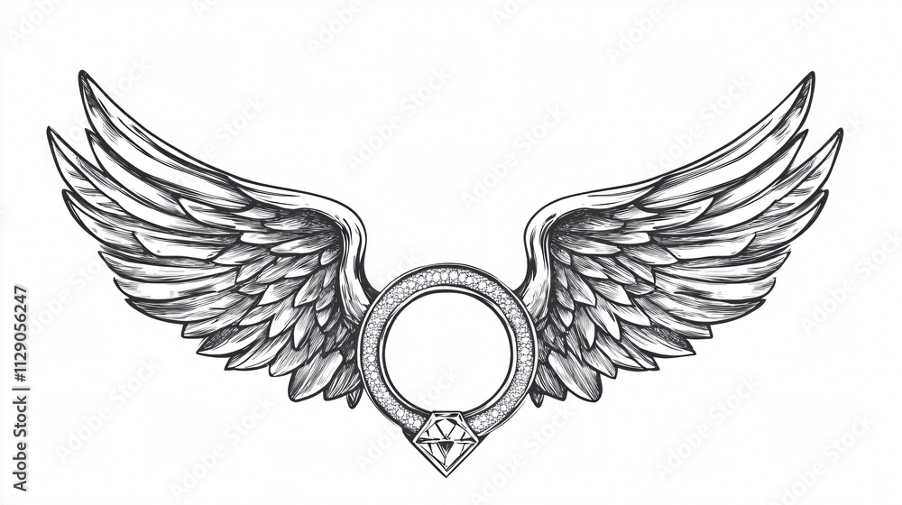 Obraz premium Ethereal Angel Wings Halo Vector Illustration for Graphic Design Projects