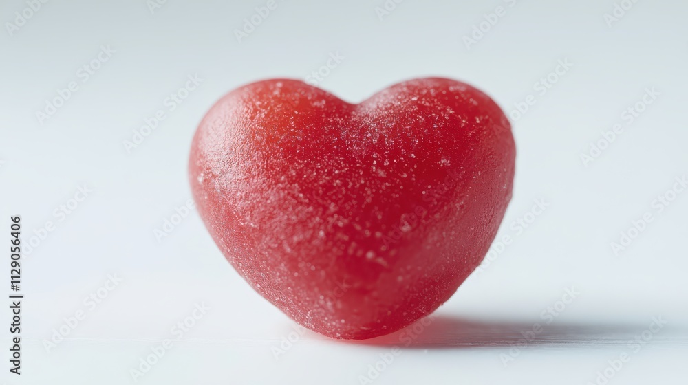 Red heart-shaped candy on pastel-colored background evoking Valentine's Day romance Red heart-shaped candy on pastel-colored background evoking Valentine's Day romance