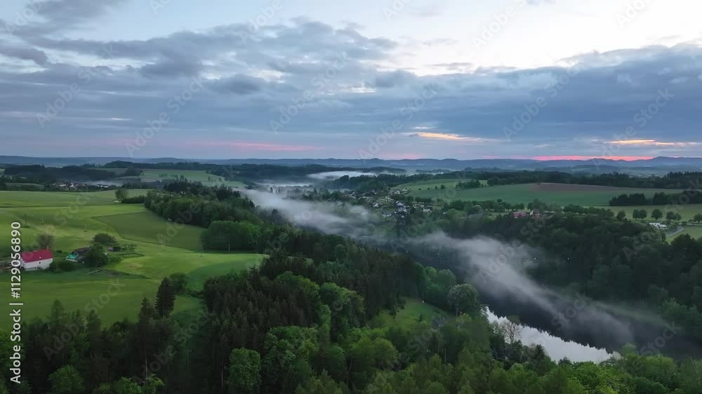 The dam and its surroundings in the early evening after the rain. The dam and its surroundings in the early evening after the rain.