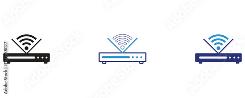 Router icon vector set, flat style router icon vector isolated on white background.