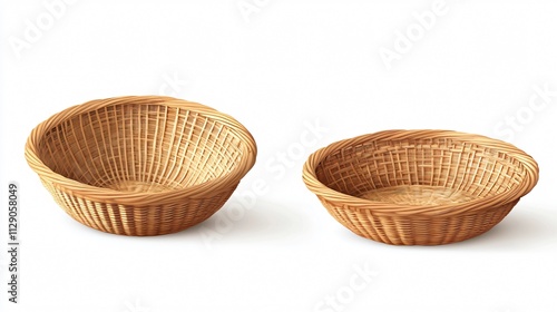 Empty Wicker Basket - Single 2D Flat Vector Isolated