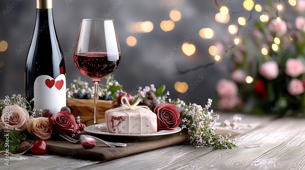 Romantic Valentine s Day Dinner with Heart Shaped Lights and Soft Pastel Tones Romantic Valentine s Day Dinner with Heart Shaped Lights and Soft Pastel Tones