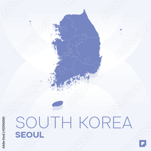 South Korea vector map, Vector map of South Korea, editable eps, AI files, Vector illustration of South Korea vector map