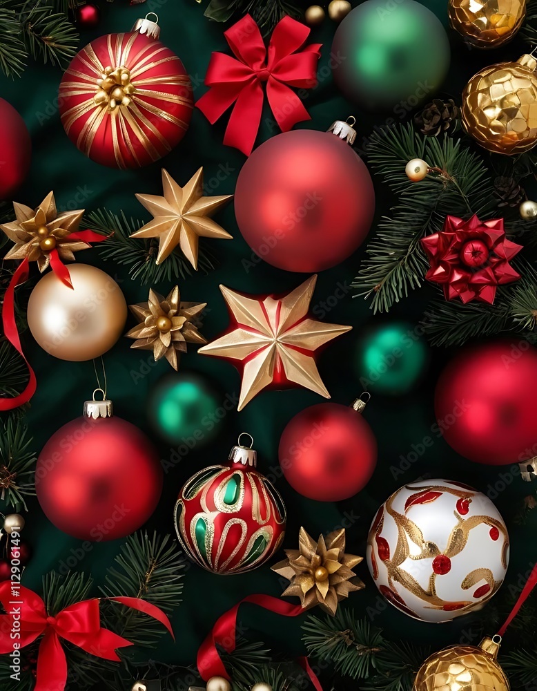 christmas balls on a red background christmas balls on a red background