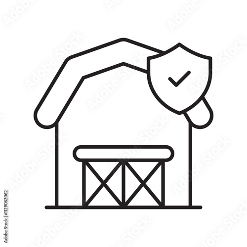 Farmhouse line icon with white background vector stock illustration