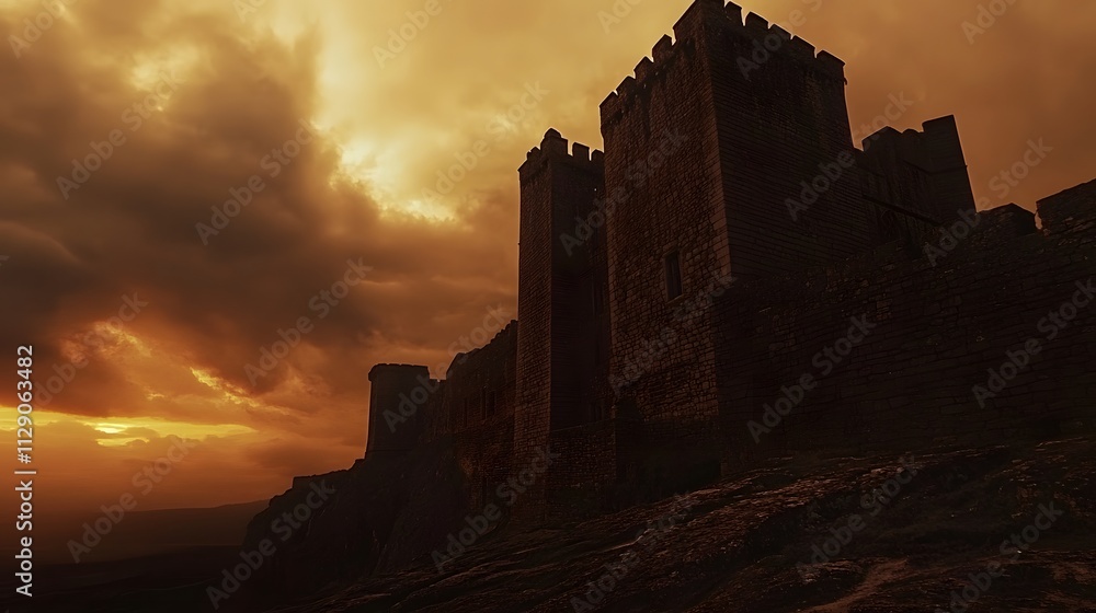 Obraz premium Sunset Fortress Illustration