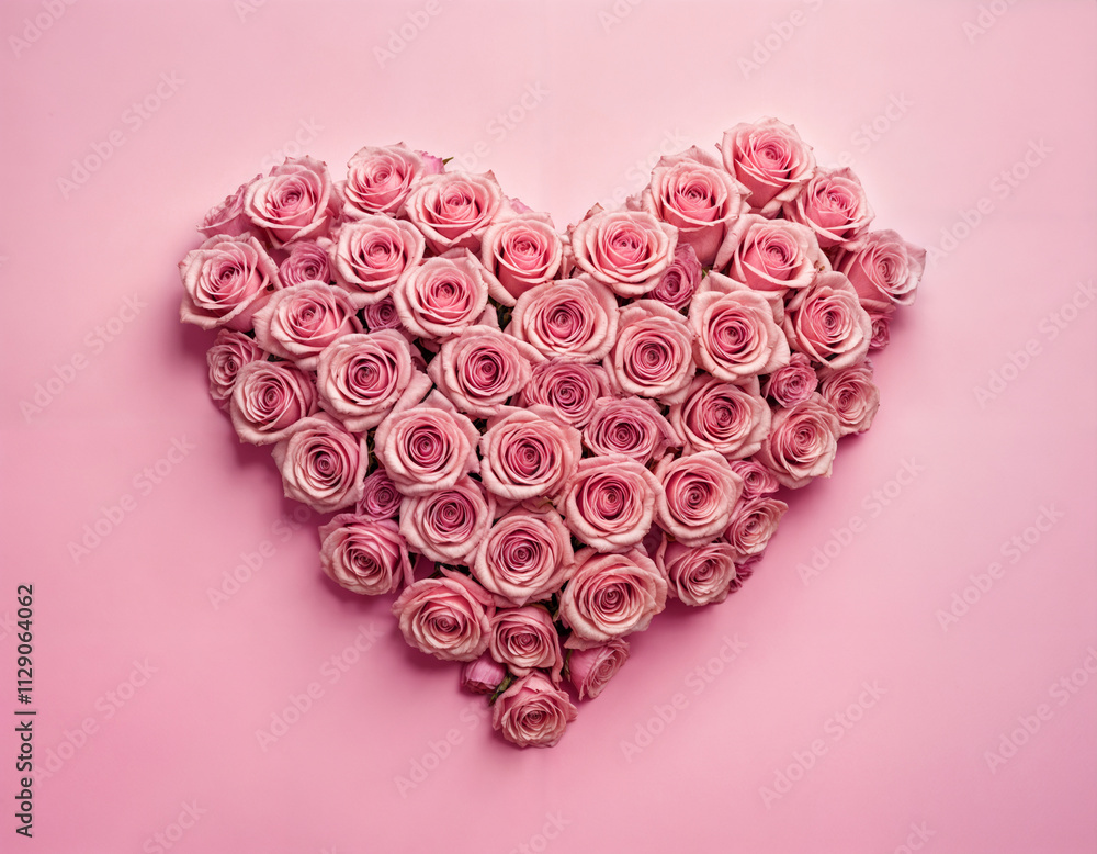 Obraz premium Valentines Day Heart Made of Red Roses Isolated on White Background.