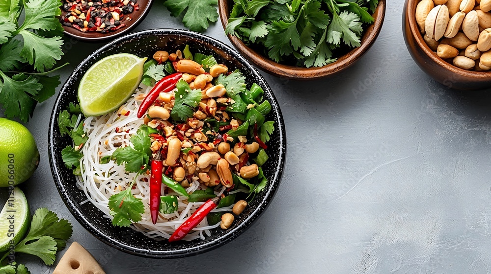 Vibrant Thai Som Tum Salad with Shredded Papaya Chili Lime and Roasted Peanuts Vibrant Thai Som Tum Salad with Shredded Papaya Chili Lime and Roasted Peanuts