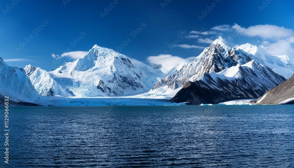landscape of snow covered mountains and glaciers landscape of snow covered mountains and glaciers