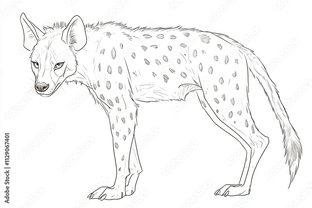 Spotted Hyena Line Art Drawing Of A Canine Spotted Hyena Line Art Drawing Of A Canine