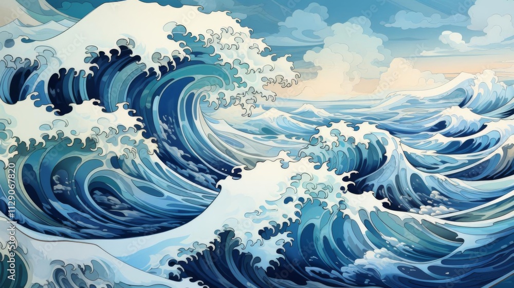 A large wave crashing into the ocean A large wave crashing into the ocean