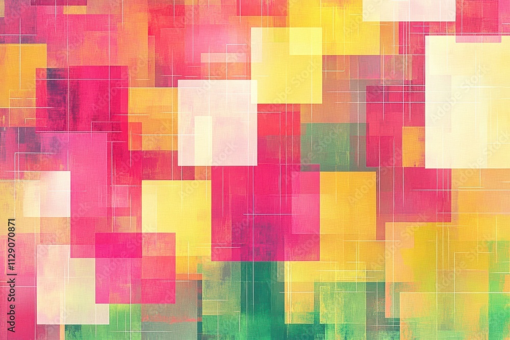Vibrant abstract digital pattern with pastel pink, yellow, and green squares Vibrant abstract digital pattern with pastel pink, yellow, and green squares