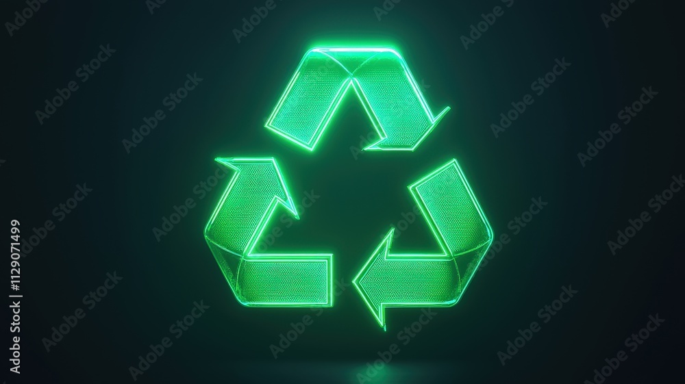 Recycle Smarter: Eco-Friendly Renewal for a Futuristic World. A glowing green recycling symbol on a dark background, representing sustainability and environmental awareness. Recycle Smarter: Eco-Friendly Renewal for a Futuristic World. A glowing green recycling symbol on a dark background, representing sustainability and environmental awareness.
