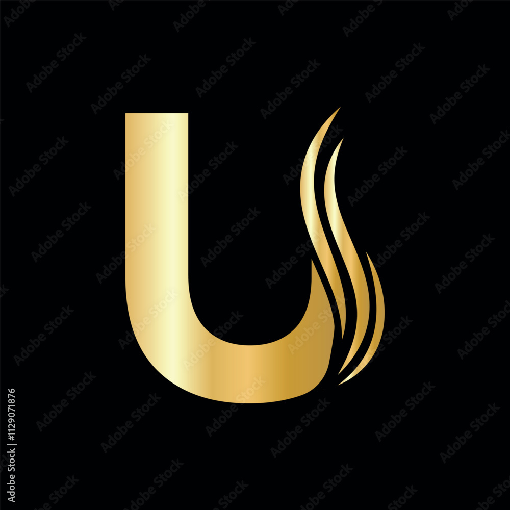 Hair Logo combine with letter U vector template Hair Logo combine with letter U vector template