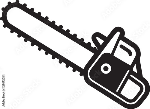 Chainsaw Icon isolated vector silhouette illustration on white background.