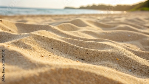 Fototapeta Naklejka Na Ścianę i Meble -  Closeup of waves sand beach and blue summer sea. Panoramic beach landscape.
