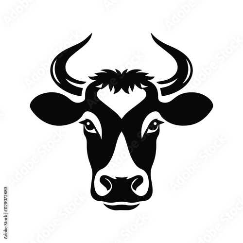 cow head silhouette vector logo design