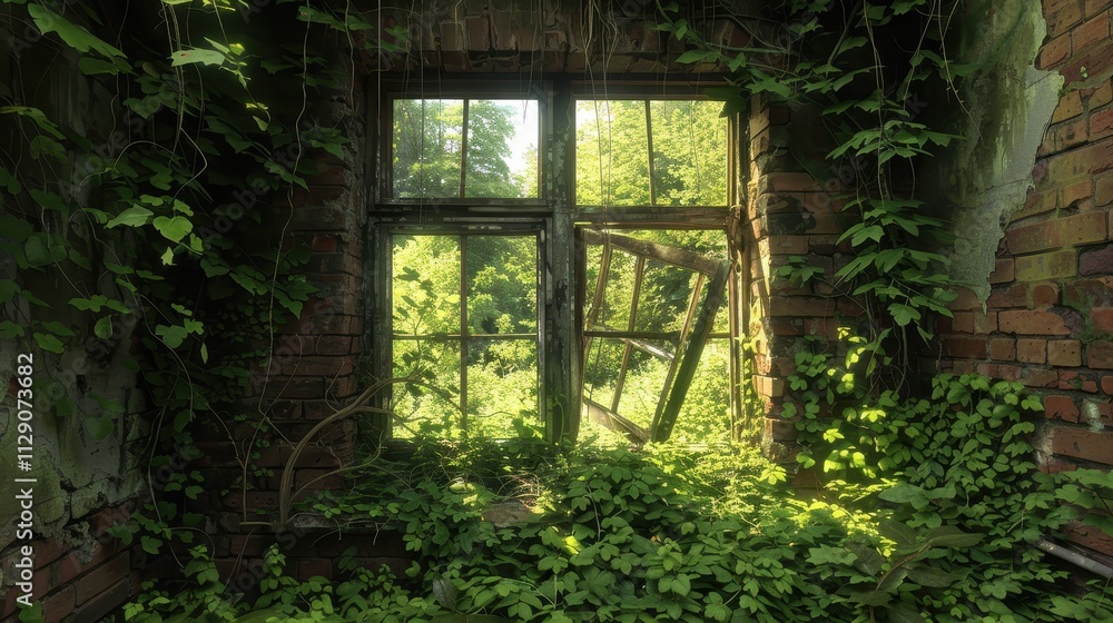 Abandoned Building Overgrown with Lush Greenery Abandoned Building Overgrown with Lush Greenery
