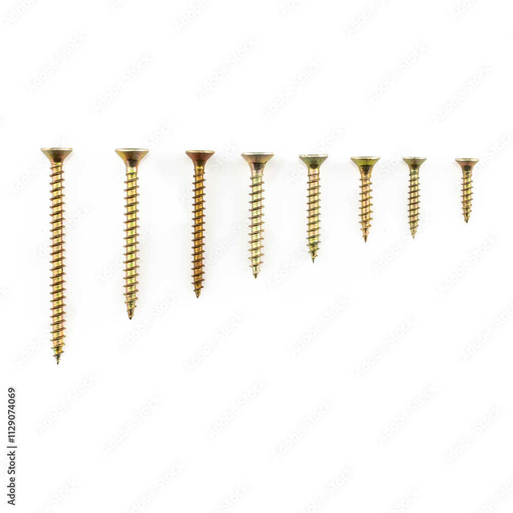 Assorted Brass-Coloured Wood Screws in Various Sizes for DIY and Construction Projects Assorted Brass-Coloured Wood Screws in Various Sizes for DIY and Construction Projects