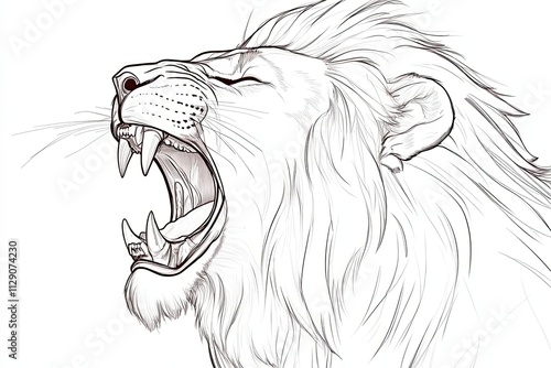 A Majestic Lions Head Roaring With Open Mouth photo