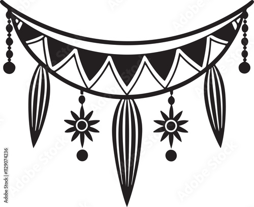 Decorative Toran Silhouette, illustration on white background.