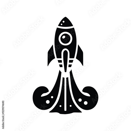 Rocket silhouette illustration astronaut vehicle icon. Rocket launch vector missle spaceship future speed cartoon concept