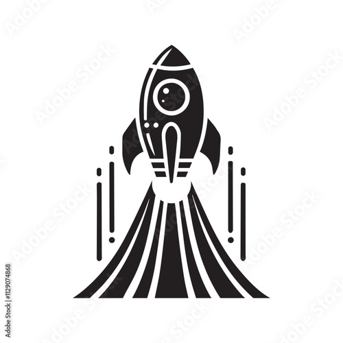 rocket silhouette, drawing, vector illustration