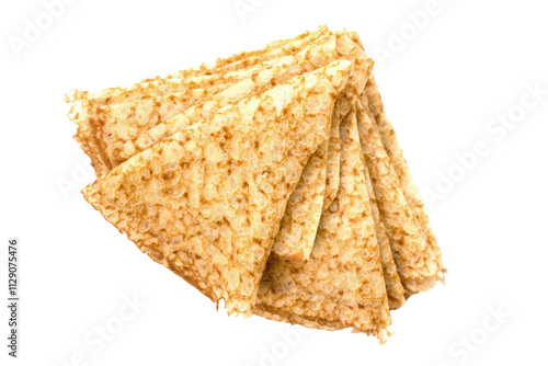 фотографія Close up on a stack of folded crepes (french pancakes), isolated on transparent