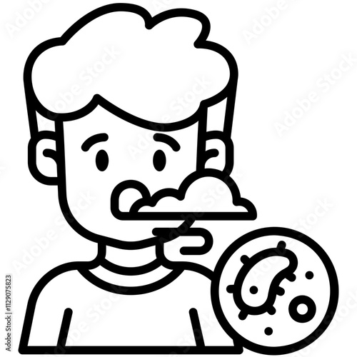 Man with bad breath Line Icon