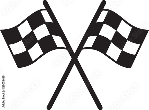 checkered flag waving Racing flag silhouette vector isolated on white background 