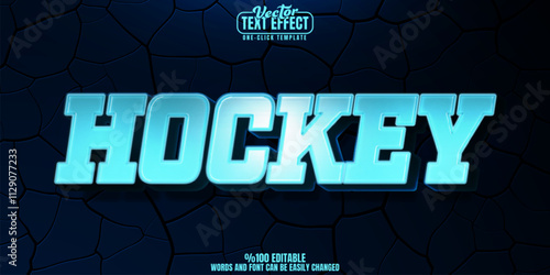 Hockey editable text effect, customizable ice and frozen 3d font style