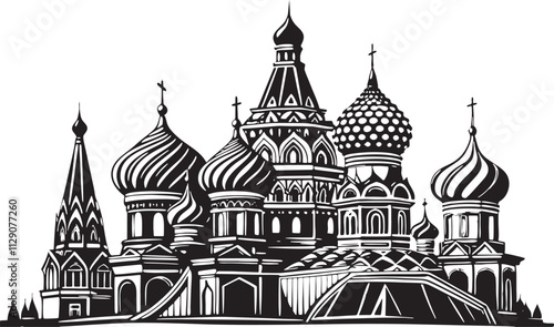 Kremlin palace in Russia. St. Basil s Cathedral on Red square, Moscow, vector silhouette vector silhouette illustration on white background