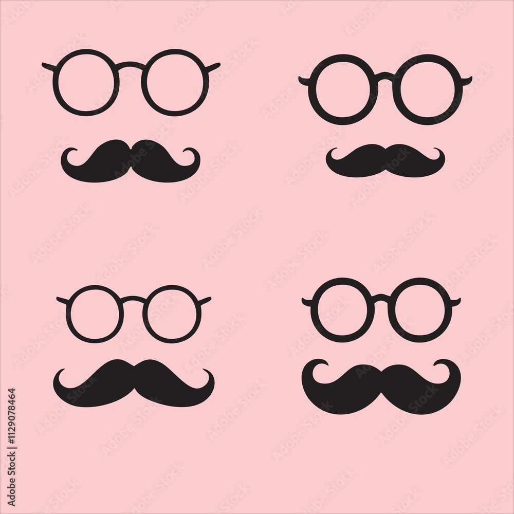 set of hipster mustache. set of hipster glasses. set of glasses. different mustache and glasses collection. set of hipster mustache. set of hipster glasses. set of glasses. different mustache and glasses collection.