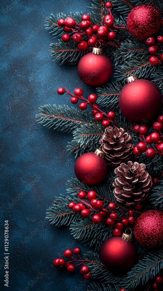 Christmas background with fir tree and sparkle toys, New Year. AI generative Christmas background with fir tree and sparkle toys, New Year. AI generative