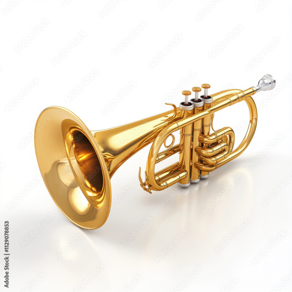 Obraz premium golden trumpet isolated on white background