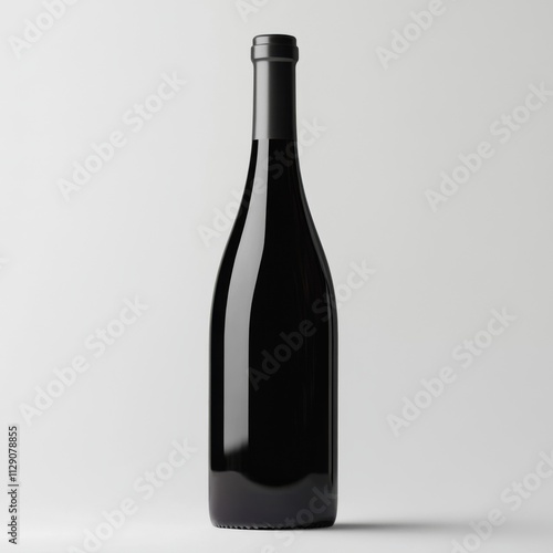 Classic wine bottle standing on white background