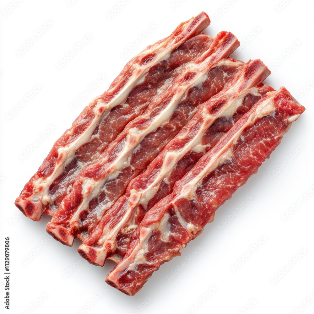 Fresh raw beef short ribs on white background. Fresh raw beef short ribs on white background.